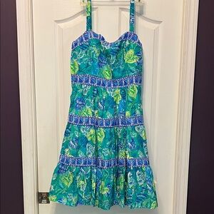 NWOT Lilly Pulitzer Green and Blue Patterned Dress